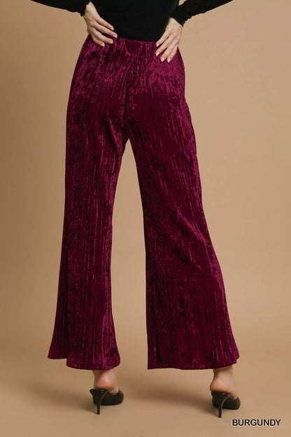 Umgee Velvet Wide Leg Flare Pants
