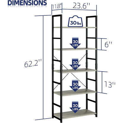 Modern 5-Tier Bookshelf for Home Office and Living Room-2