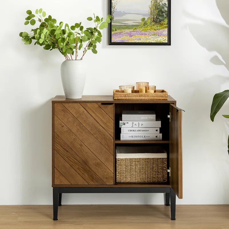 Tall 2 Door Rustic Herringbone Accent Cabinet Design-2