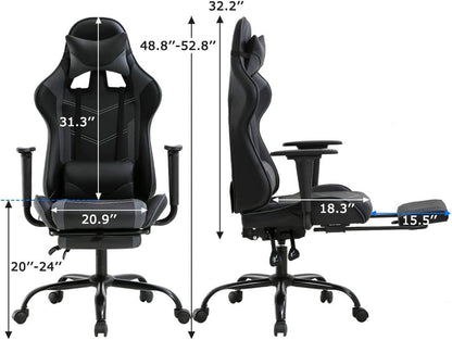 High-Back Office Chair Ergonomic PC Gaming Chair Cheap Desk Chair Executive PU Leather Rolling Swivel Computer Chair with Lumbar Support, Grey-2