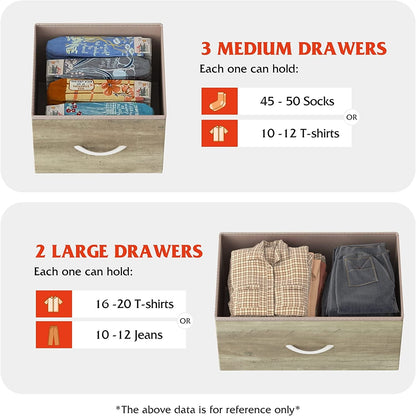 5-Drawer Wide Fabric Dresser Organizer-4
