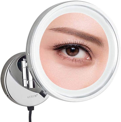 Wall Mounted Makeup Mirrors, Chrome Illuminated Brass-1