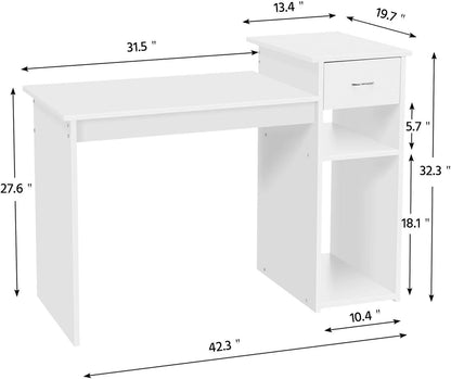White Desk & Black Mesh Chair Set, Adjustable-2