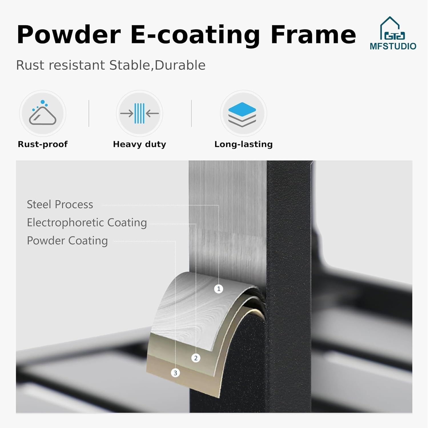 Patio Dining Set for 4, All Weather Outdoor Furniture Set with 4 Sling Swivel Chairs, 1 Square Metal Table, Light Grey Fabric-2