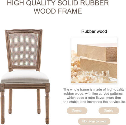 French Dining Chairs Set of 4, Louis Dining Chairs with Square Backrest and Exquisitely Carved Solid Wood Frame for Living Room, Kitchen, Restaurant-4