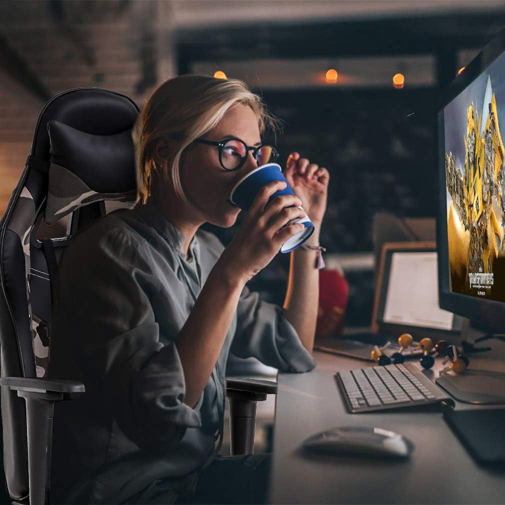 Ergonomic Office Chair PC Gaming Chair Cheap Desk Chair PU Leather Executive Rolling Swivel Chair Computer Lumbar Support for Women, Men-1