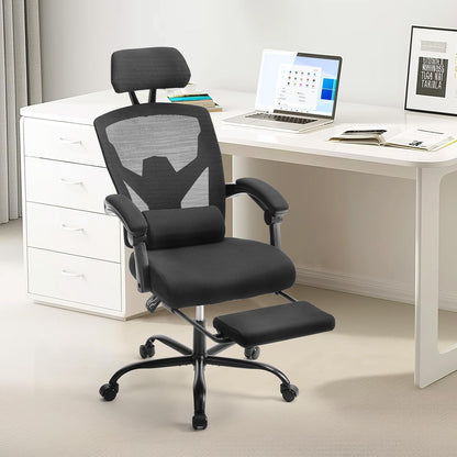Office Computer Desk Chair, Ergonomic High-Back Mesh Rolling Work Swivel Chairs with Wheels, Comfortable Lumbar Support, Comfy Arms for Home, Bedroom, Study, Student, Black-0