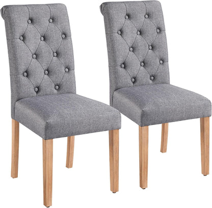 Dining Chairs Set of 2 Fabric Upholstered Dining Chairs High Back Padded Chairs Button Tufted Parsons Kitchen Chairs with Solid Wood Legs for Home, Dining Room, Kitchen, Dark Gray(1 Package)-0