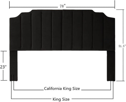 Elegant Black Velvet Tufted King Upholstered Headboard-1