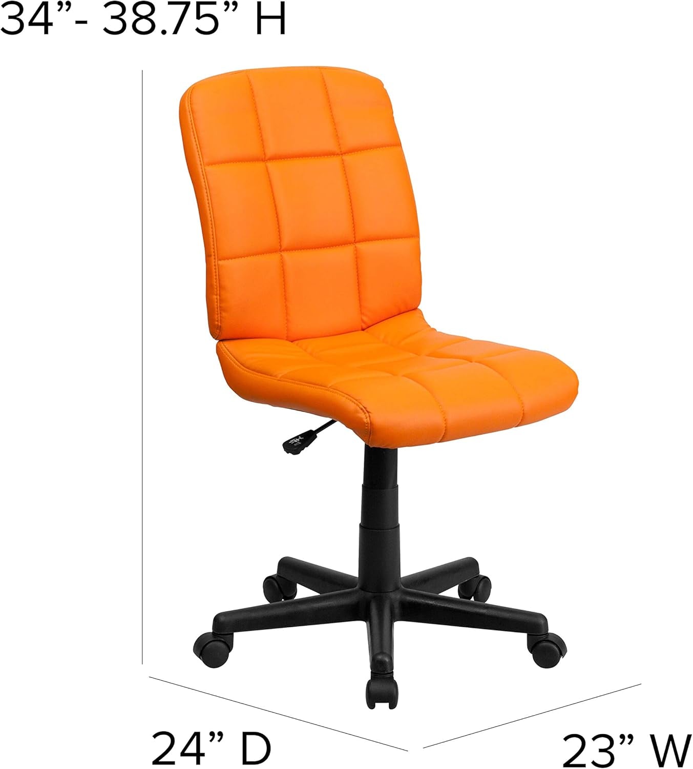 Clayton Mid-Back Orange Quilted Vinyl Swivel Task Office Chair-2