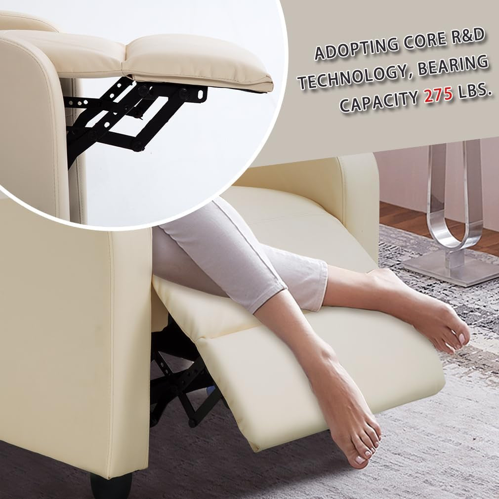 Recliner Chair for Living Room Home Theater Seating Single Reclining Sofa Lounge with Padded Seat Backrest (Beige)-3