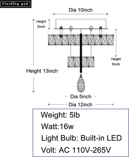 Gold Crystal Chandelier TwelveInch Dimmable Flush Mount-4