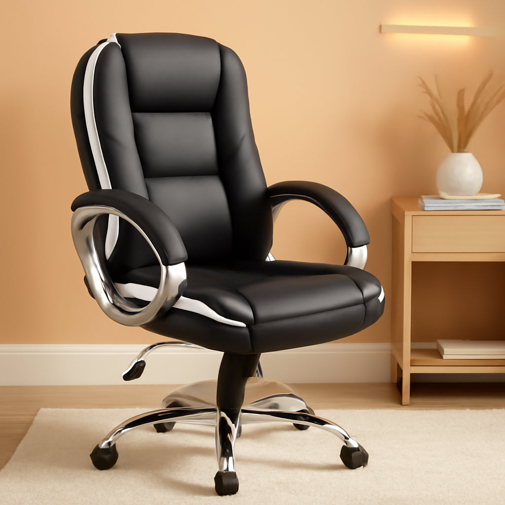 Office Chair Computer Desk Chair Gaming - Ergonomic High Back Cushion Lumbar Support with Wheels Comfortable Black Leather Racing Seat Adjustable Swivel Rolling Home Executive-0