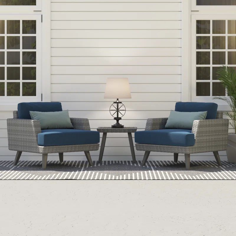 Durable Cushions Three Piece Wicker Patio Seating Set-3