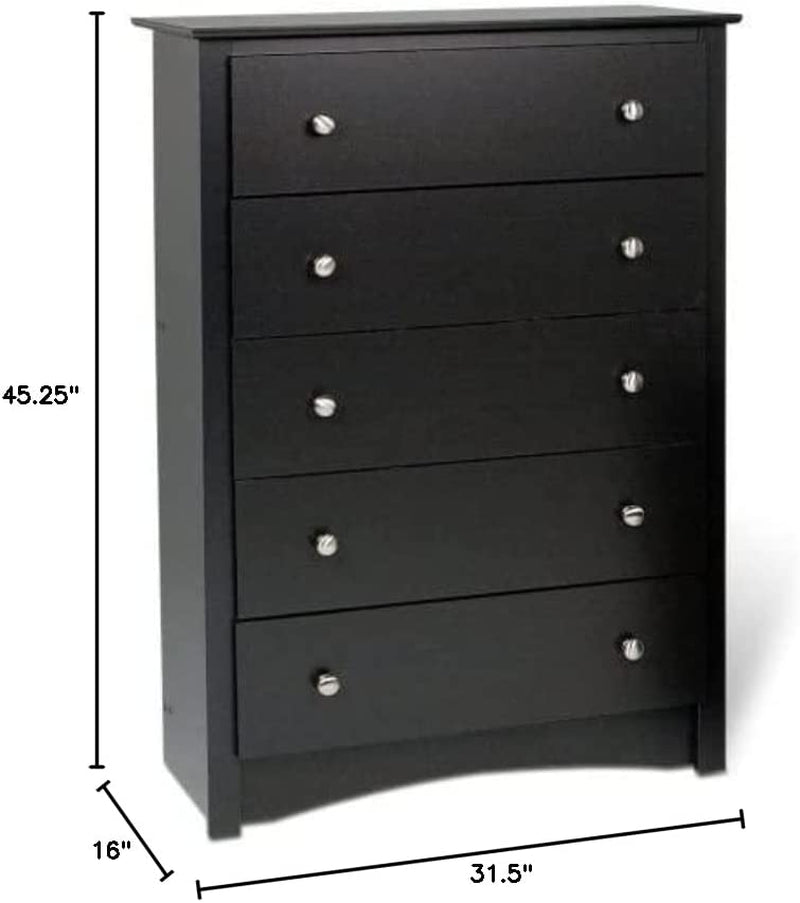 Sonoma 5-Drawer Chest for Bedroom in Black-2