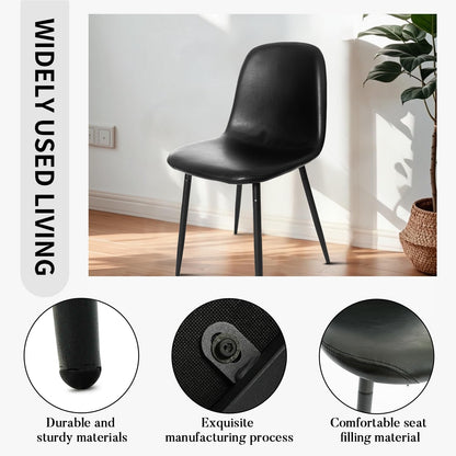 Black Dining Chairs, Modern Faux Leather Upholstered Kitchen Chairs Armless Accent Chairs with PU Leather Backrest & Metal Legs for Dining, Living & Meeting Room, Set of 4-4