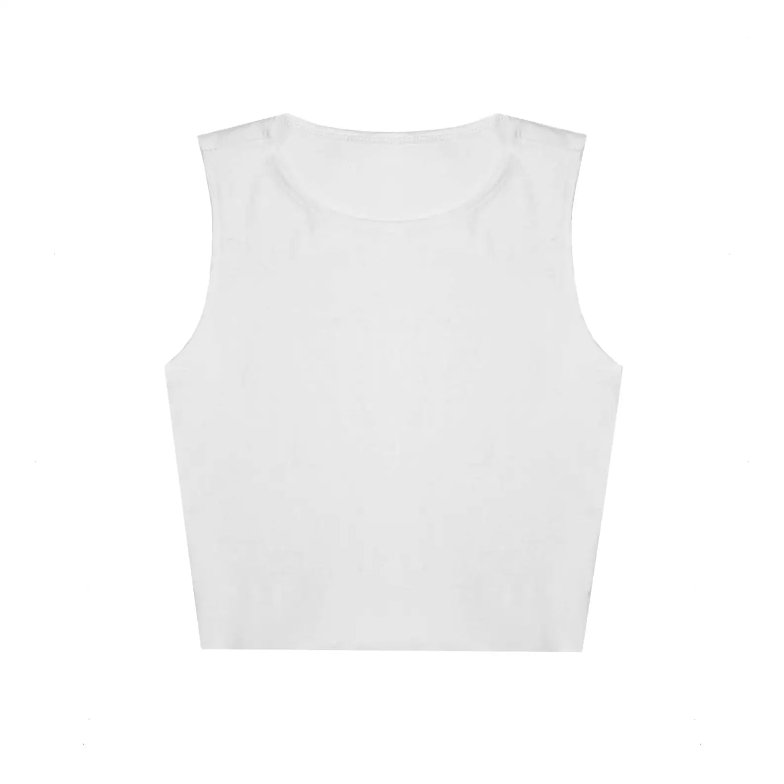 White cropped tank top with relaxed fit and scoop neckline from 0895 Womens Cropped Formfitting Muscle Tank info otlapparel