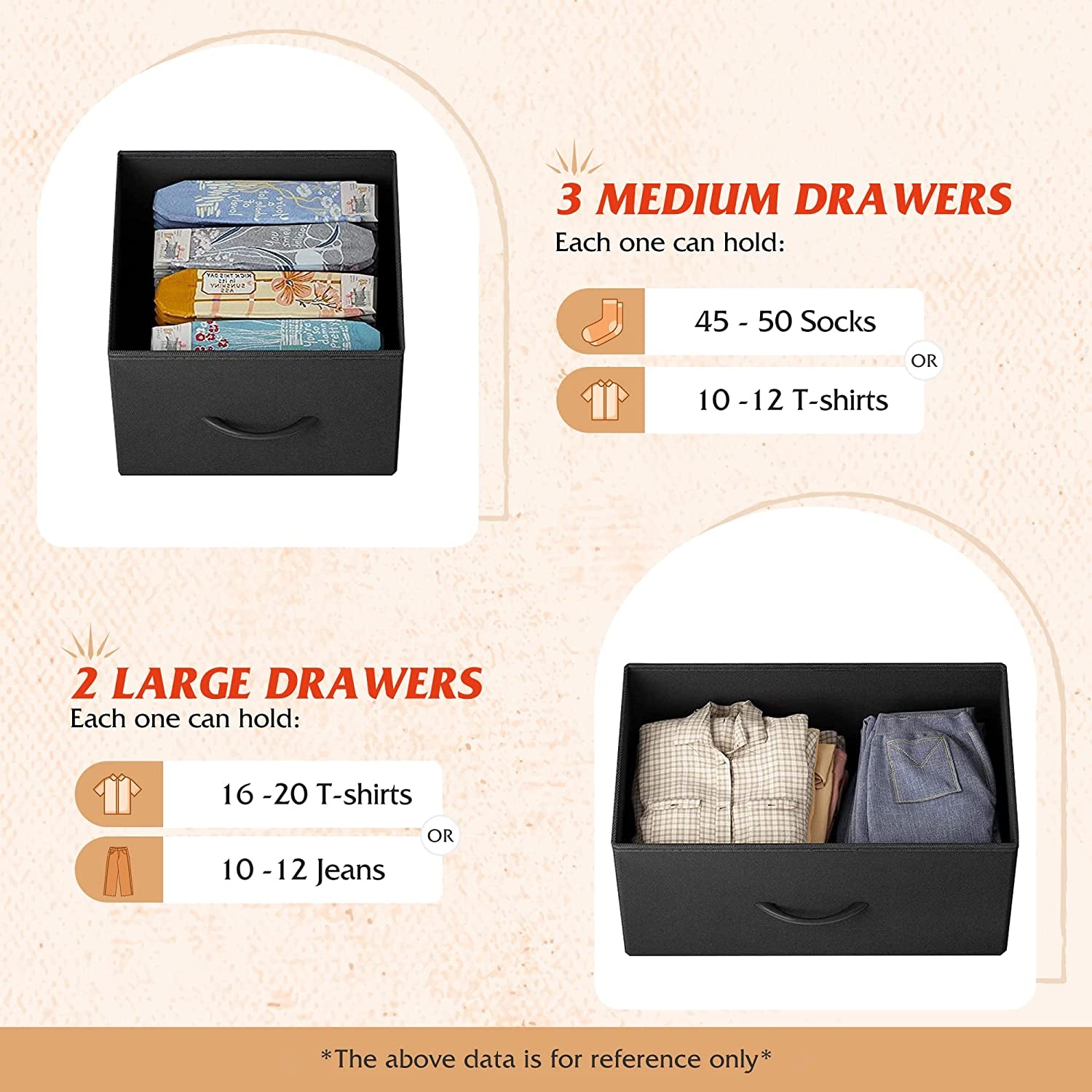 5 Drawer Fabric Dresser with Bins-4