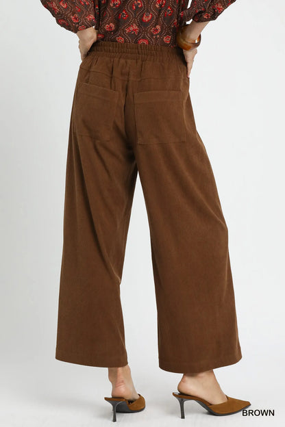 Umgee Wide-Leg Corduroy Pants