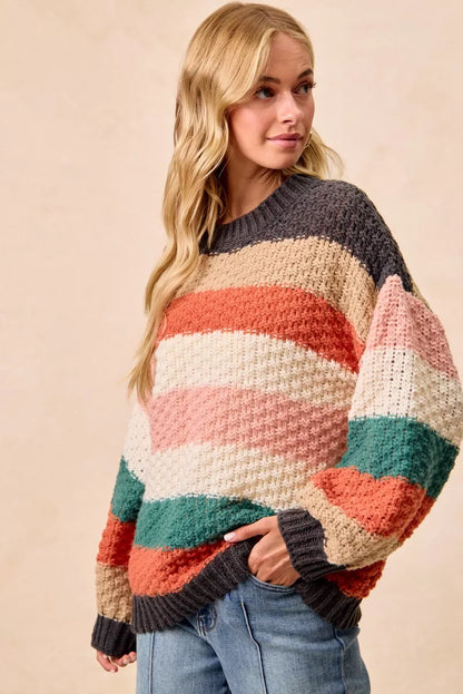 BiBi Stripes Color Block Chunky Sweater