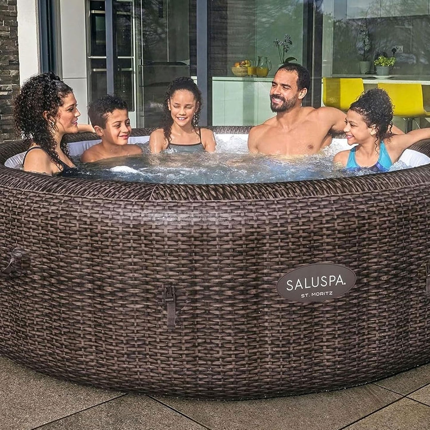 7 Person Round Inflatable Hot Tub 180 Jets-4