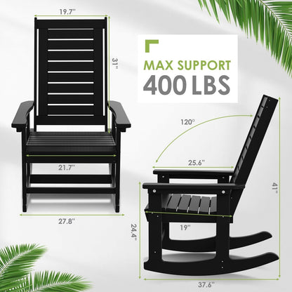 Oversized Outdoor Rocking Chairs Set of Two Black-2