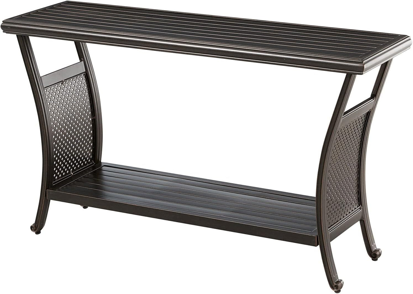 Elegant 50 Inch Outdoor Console Table with Shelves-0