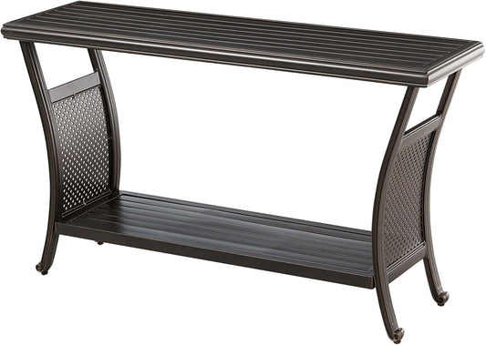 Elegant 50 Inch Outdoor Console Table with Shelves-0
