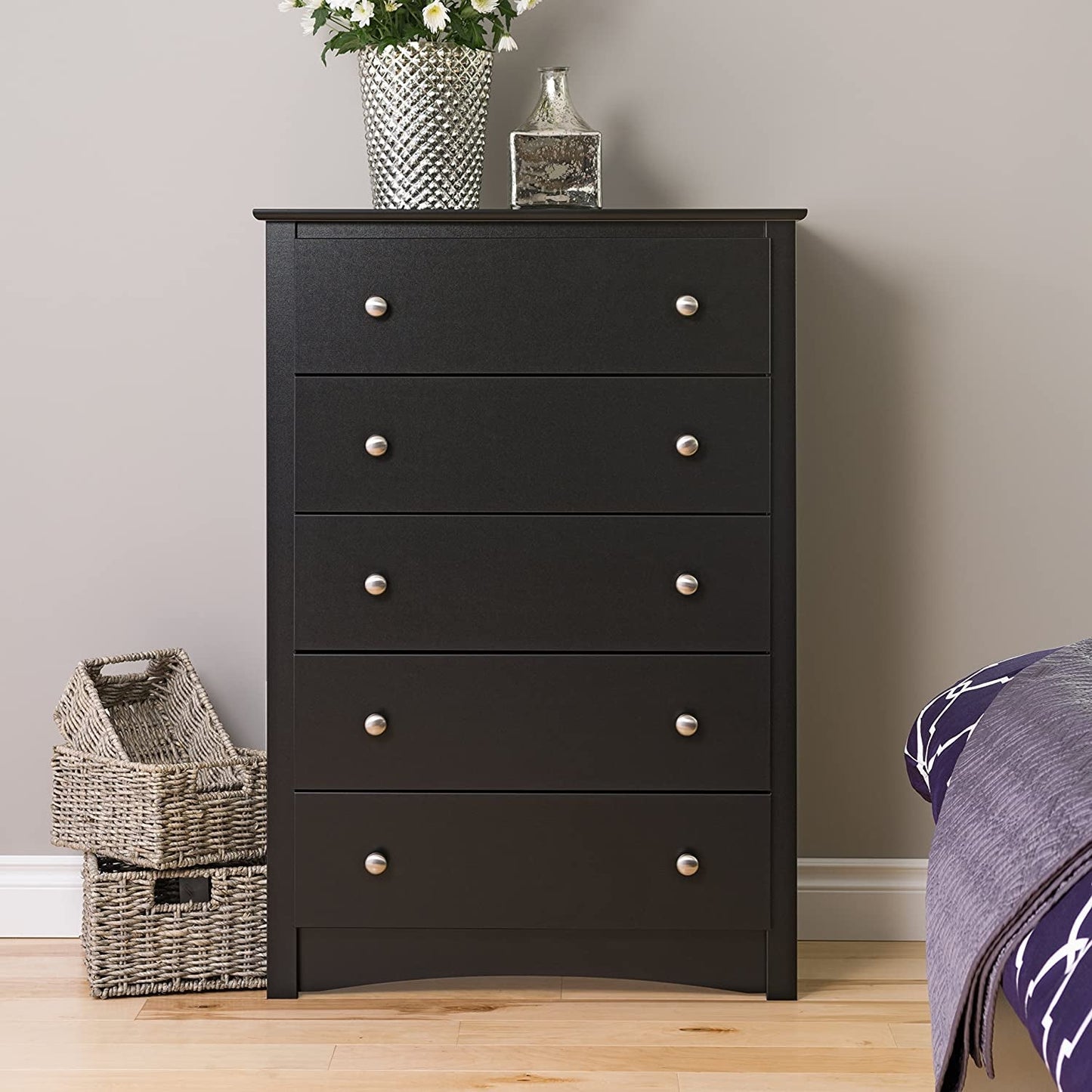 Sonoma 5-Drawer Chest for Bedroom in Black-0