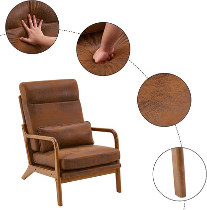 High Back Microfiber Accent Chair Mid Century Modern-3