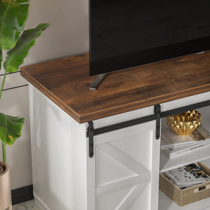 65-Inch Farmhouse TV Stand with Sliding Barn Doors-2