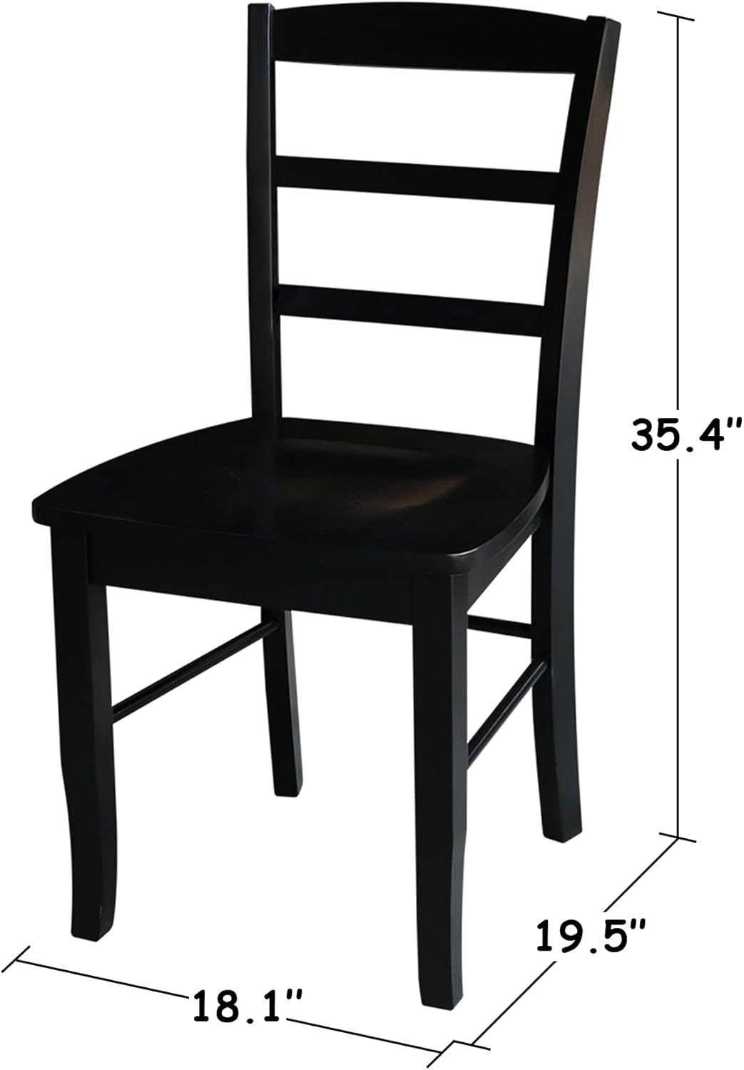International Concepts Pair of Madrid Ladderback Chairs, Black-2