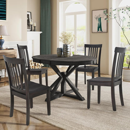 Wooden Dining Chairs Set of 6, Spindle High Back Windsor Kitchen Side Chair, Farmhouse Dining Chairs for Kitchen and Dining Room, Dark Brown-1