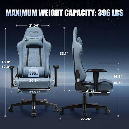 Gaming Chair Breathable Fabric, Racing Style Computer Chair for Adult, Adjustable Reclining Backrest and Lumbar Support, Stylish High Back Chair for Gaming and Office (Light Blue)-1