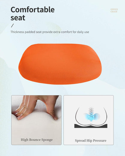 Ergonomic Orange Mesh Office Chair with Armrests-4