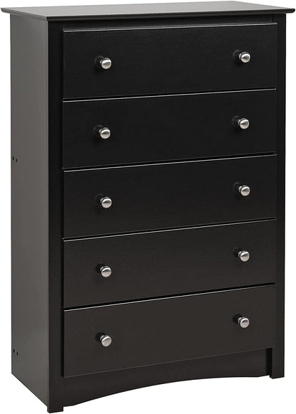 Sonoma 5-Drawer Chest for Bedroom in Black-1