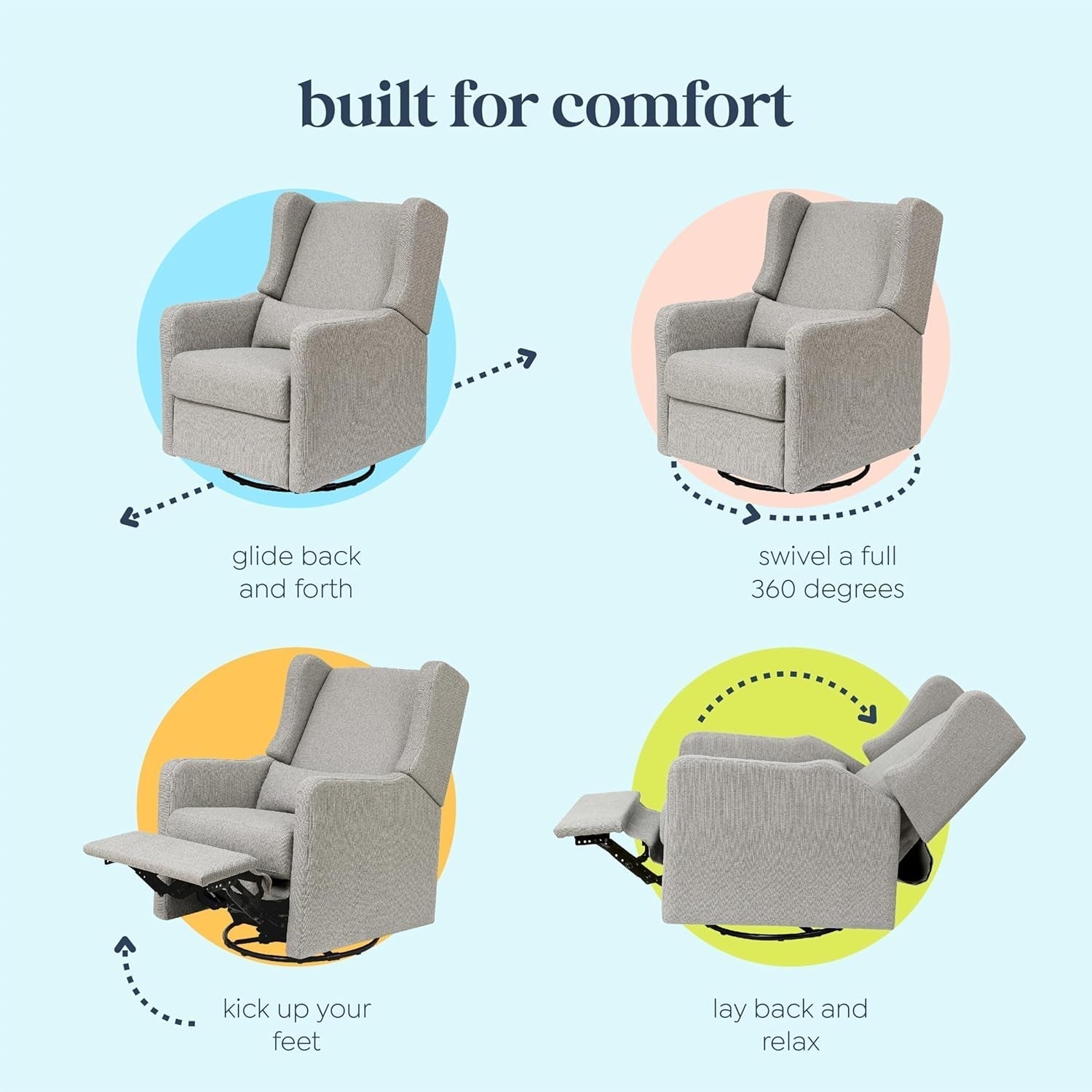 Carter'S by  Arlo Recliner and Swivel Glider in Performance Grey Linen, Water Repellent & Stain Resistant, Greenguard Gold & Certipur-Us Certified-4