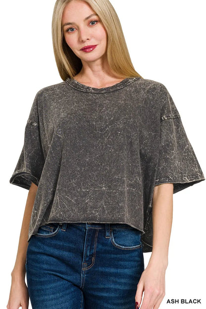 Zenana Acid Crinkle-Washed Oversized T-Shirt