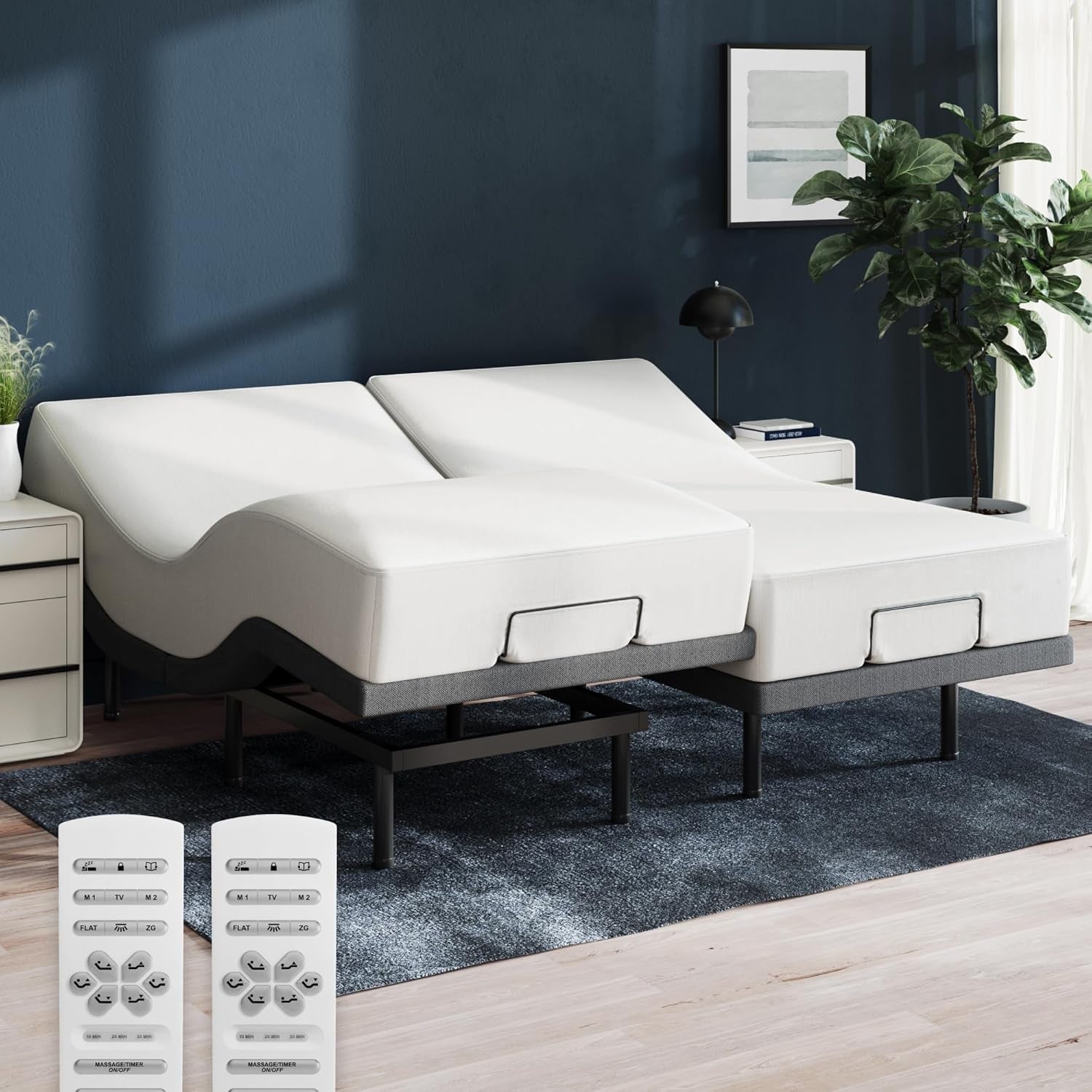 Twin XL Adjustable Base and 12” Mattress (New Version) - Head & Foot Incline - Medium Firm Memory Foam - Cooling Top Layer - 3 Massage Settings - 365-Night Mattress Trial & Forever Warranty-0