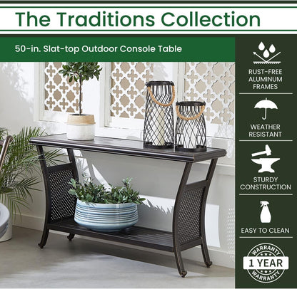 Elegant 50 Inch Outdoor Console Table with Shelves-3