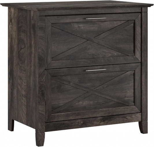 Bush Furniture Key West 2 Drawer Lateral File Cabinet in Dark Gray Hickory | Document Storage for Home Office | Accent Chest with Drawers-0