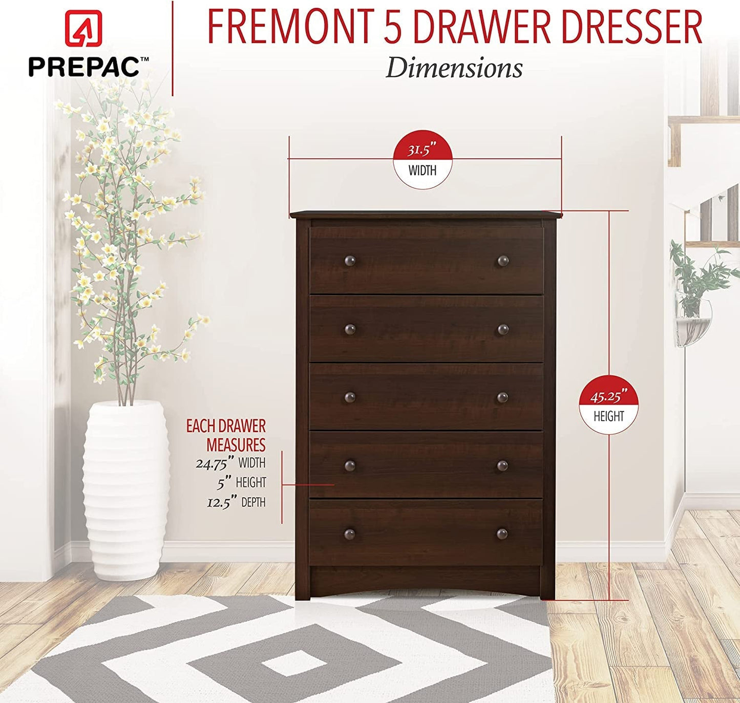 Fremont 5-Drawer Chest in Espresso-4