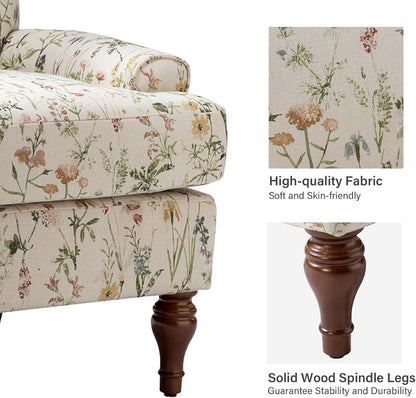 Floral Upholstered Accent Chair With Removable Cushion-3