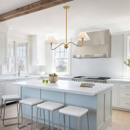 Goldtone Linear Chandelier 2Light For Kitchen Island-2