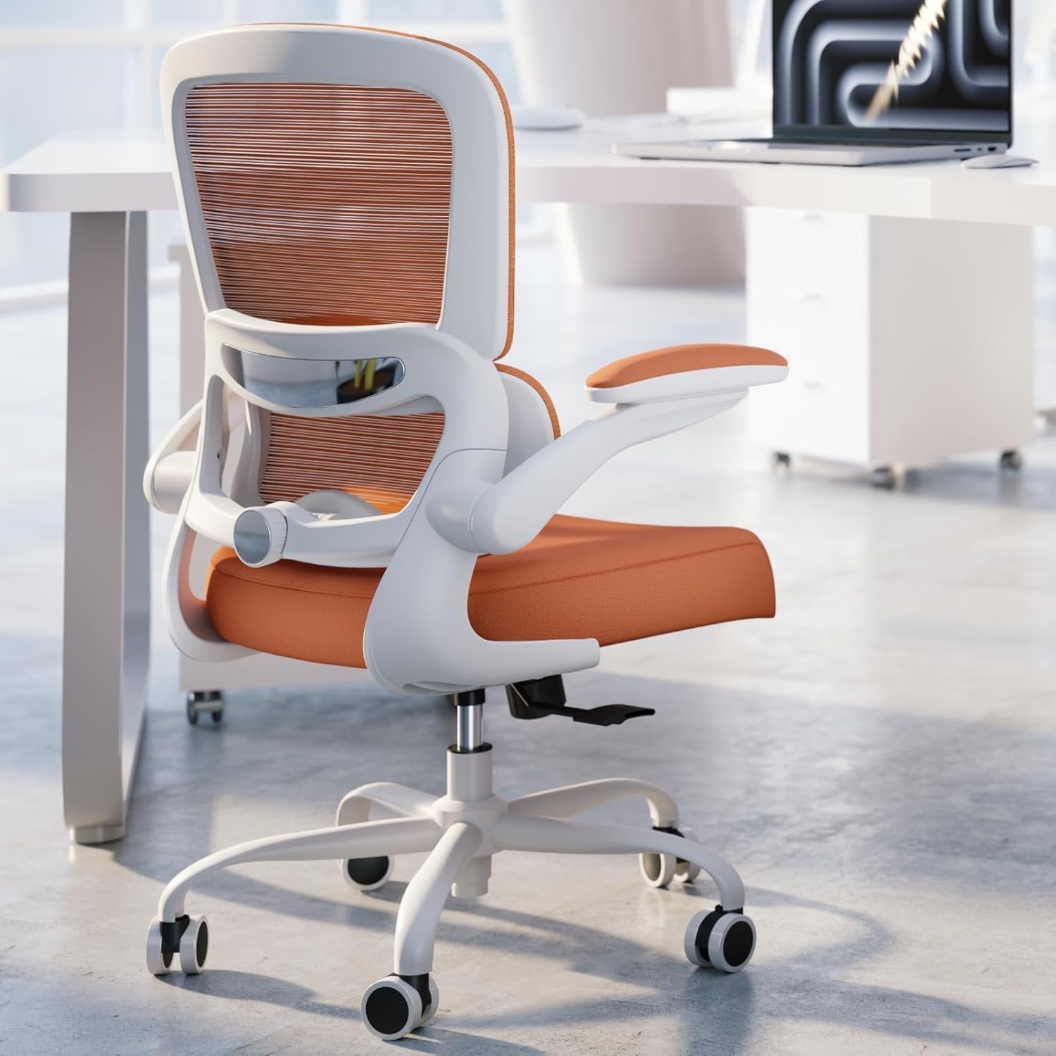 Office Chair - Ergonomic Desk Chair with Adjustable Lumbar Support, Mesh Computer Chair, Executive Chair for Home Office Comfortable Lumbar Support (Orange)-0