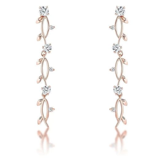 1.1Ct Vine Design Rose Gold Plated Earrings - Earrings