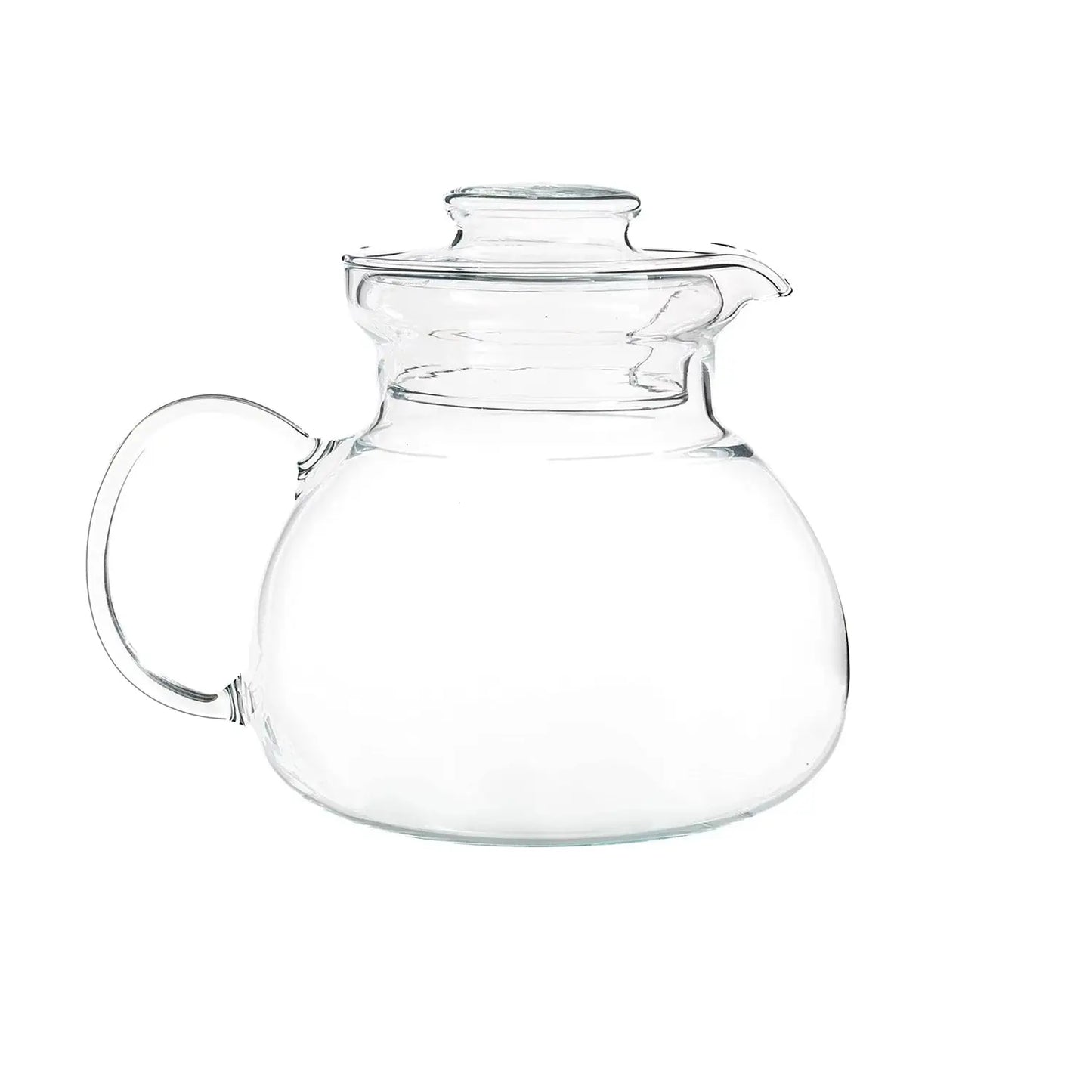 Clear 1.5 quart glass teapot with handle and lid for tea or coffee brewing
