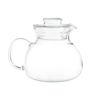 Clear 1.5 quart glass teapot with handle and lid for tea or coffee brewing