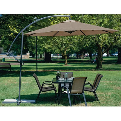 10 Foot Mocha Offset Patio Canopy Umbrella Rotates 360 Degrees - Outdoor > Outdoor Furniture