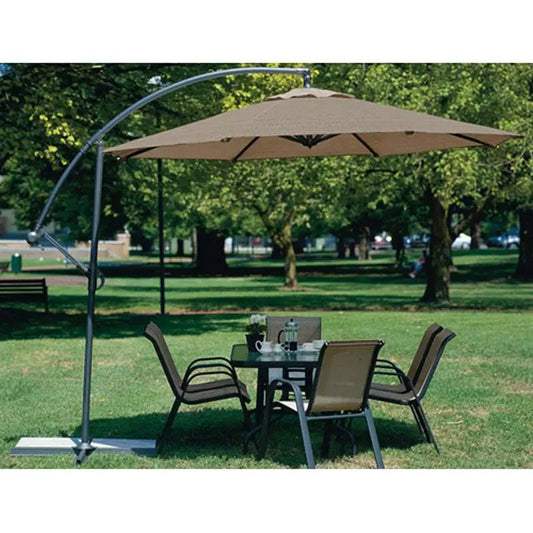 10 Foot Mocha Offset Patio Canopy Umbrella Rotates 360 Degrees - Outdoor > Outdoor Furniture